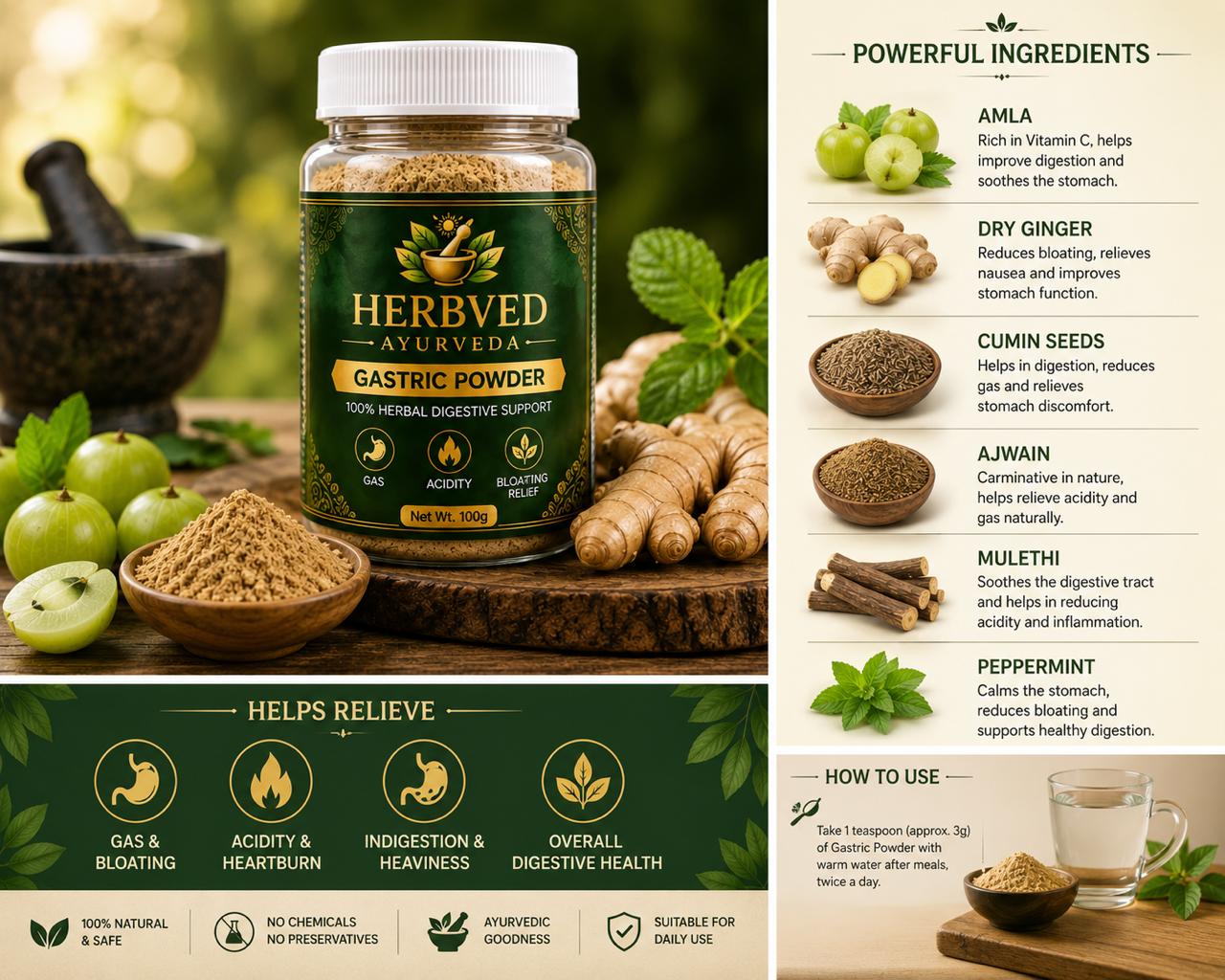 Herbved Ayurvedic Stomach, Digestion & Acidity Care